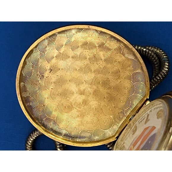 God Bless America Enduring Freedom Pocket Watch in box fresh battery gold tone - Picture 11 of 14